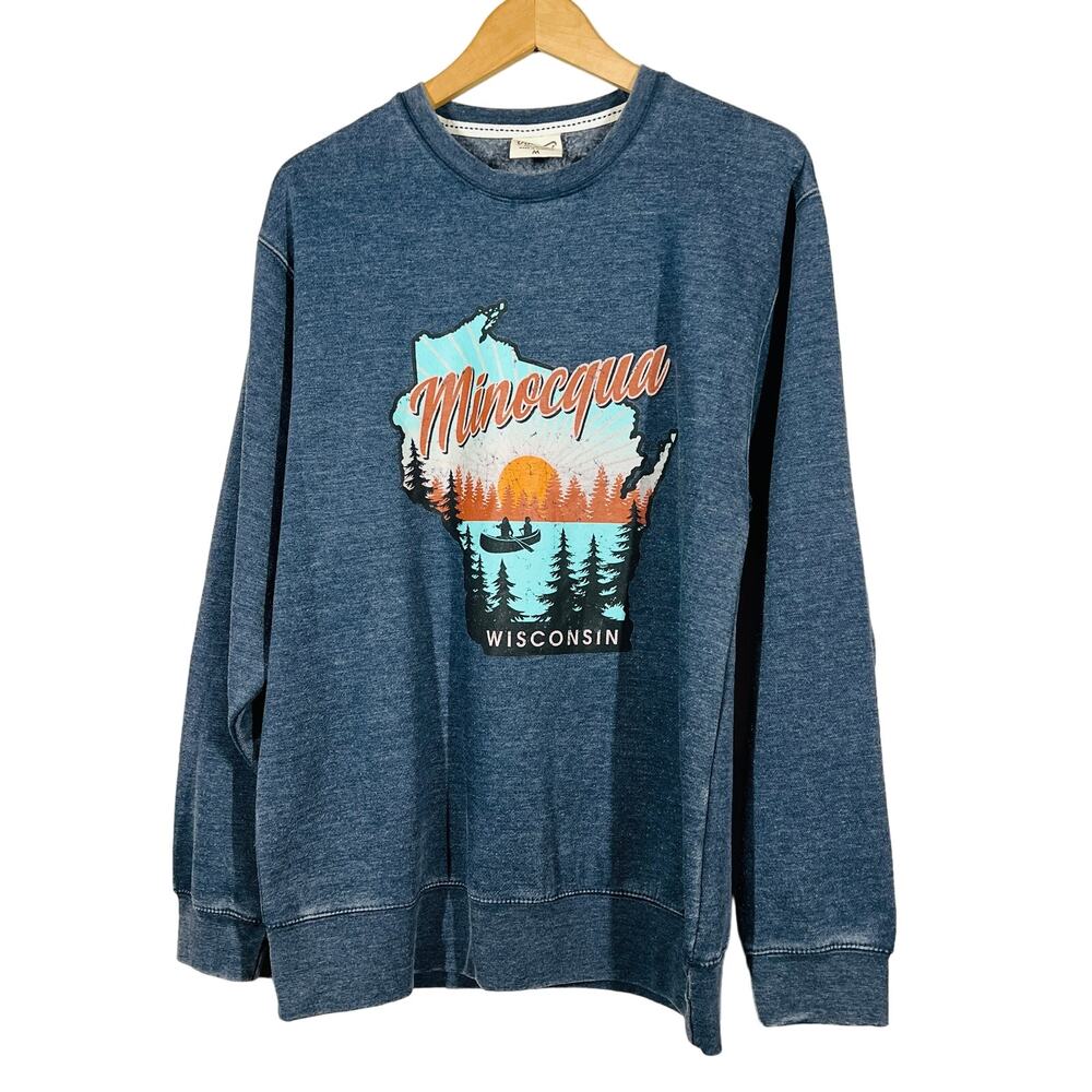 NEW! Vintage Collection Minocqua Wisonsin Comfy Sweatshirt Casual LS Blue - M